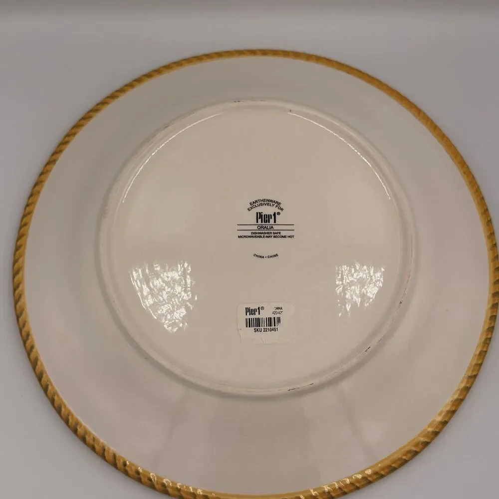 Pier 1 Oralia Dinner Plate 11.75” Earthenware Floral Scroll Tuscan Discontinued